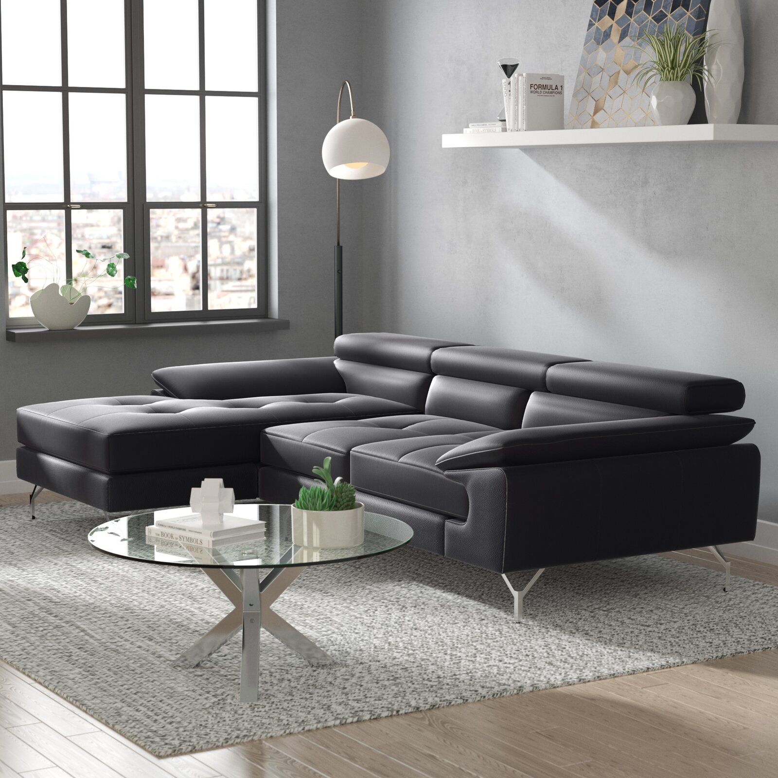 Grasmere 105 Wide Genuine Leather Sofa and Chaise thumbnail 4