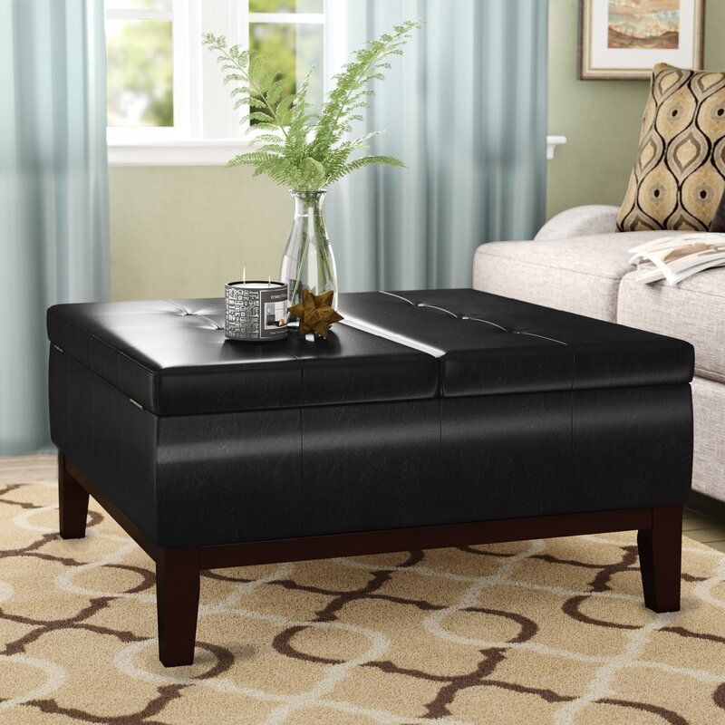 Annatone 36 Wide Tufted Square Cocktail Ottoman with Storage thumbnail 4