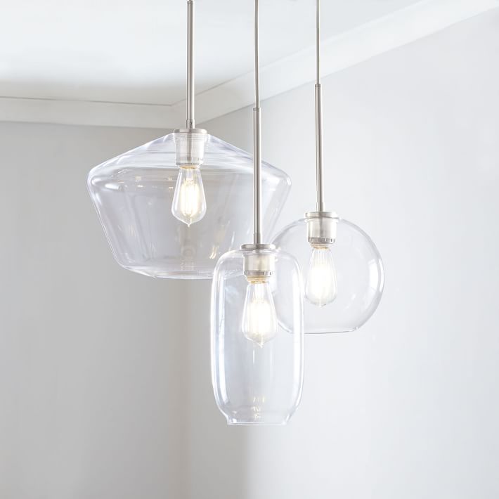 Sculptural Glass 3 Light Multi Chandelier Clear thumbnail 3