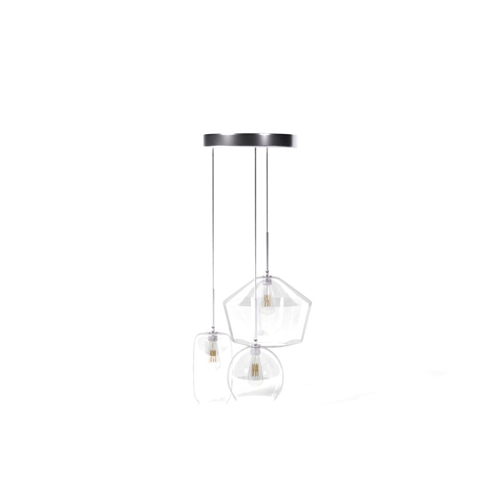 Sculptural Glass 3 Light Multi Chandelier Clear thumbnail 2