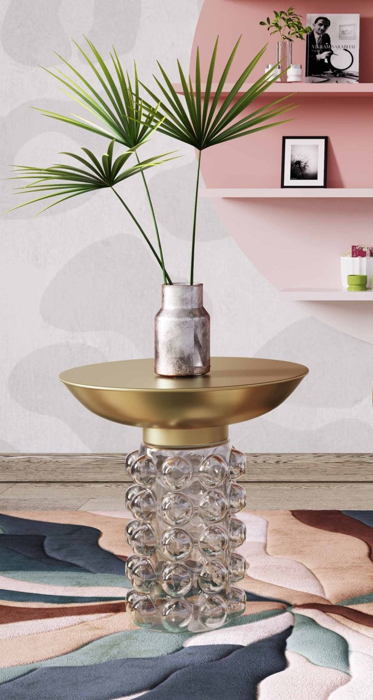 Balloon Glass Brass Side Table thumbnail 2