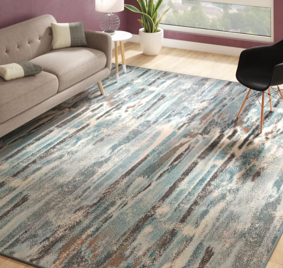 Cepeda Abstract Teal Area Rug thumbnail 2
