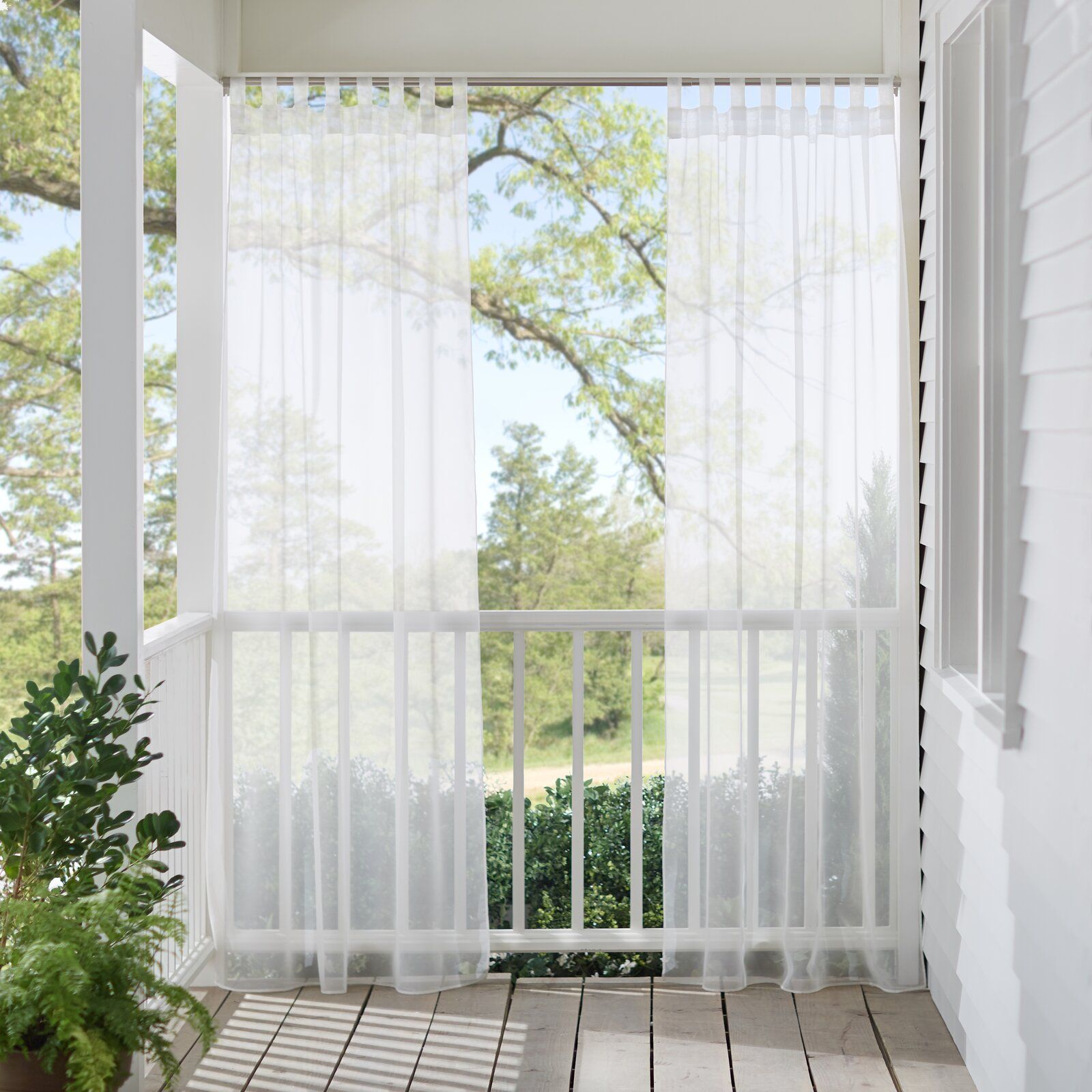 Bayport Appleton Solid Sheer Outdoor Tab Top Single Curtain Panel thumbnail 3