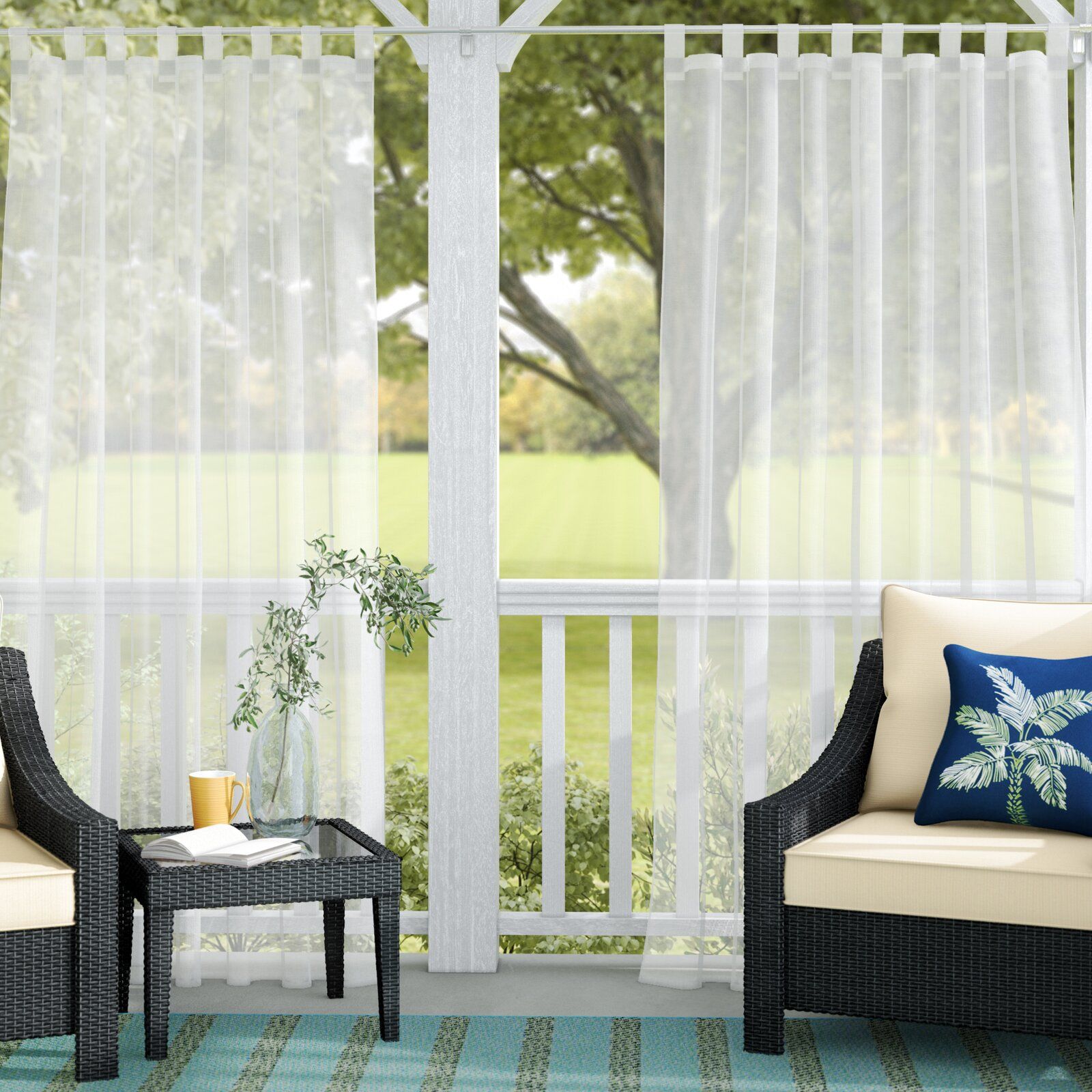 Bayport Appleton Solid Sheer Outdoor Tab Top Single Curtain Panel thumbnail 4