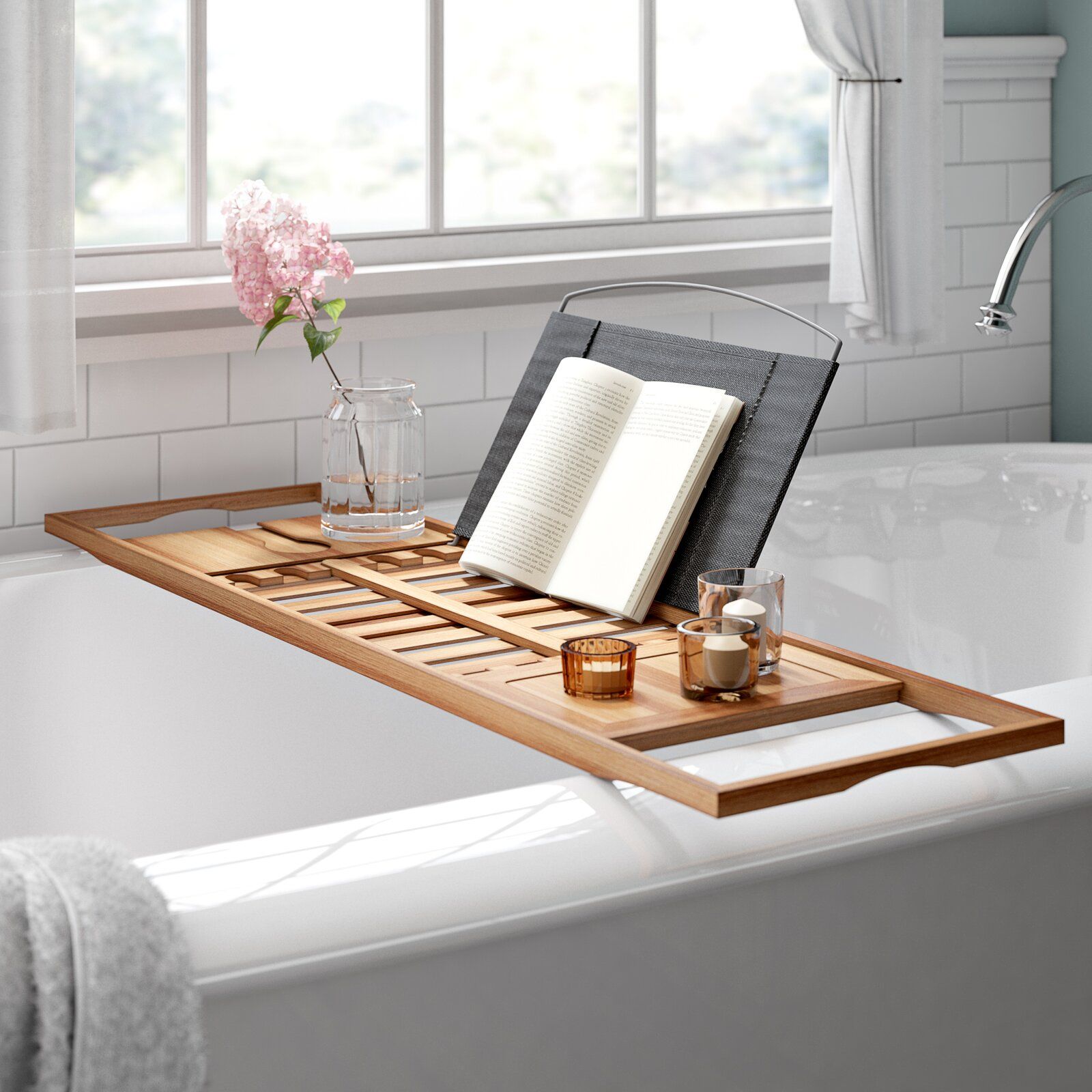 Gardner Freestanding Bamboo Bath Caddy thumbnail 3