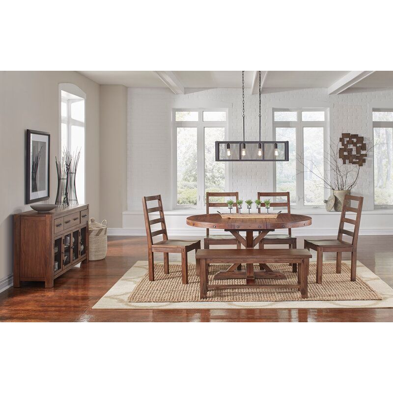 Trevion 61 Wide 3 Drawer Mahogany Solid Wood Buffet Table thumbnail 4