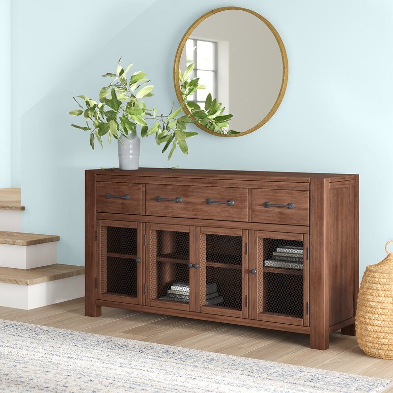 Trevion 61 Wide 3 Drawer Mahogany Solid Wood Buffet Table thumbnail 6