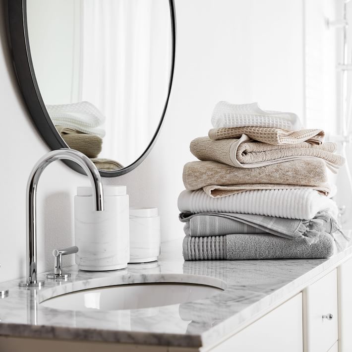 White Marbled Bath Accessories Tall Canister thumbnail 3