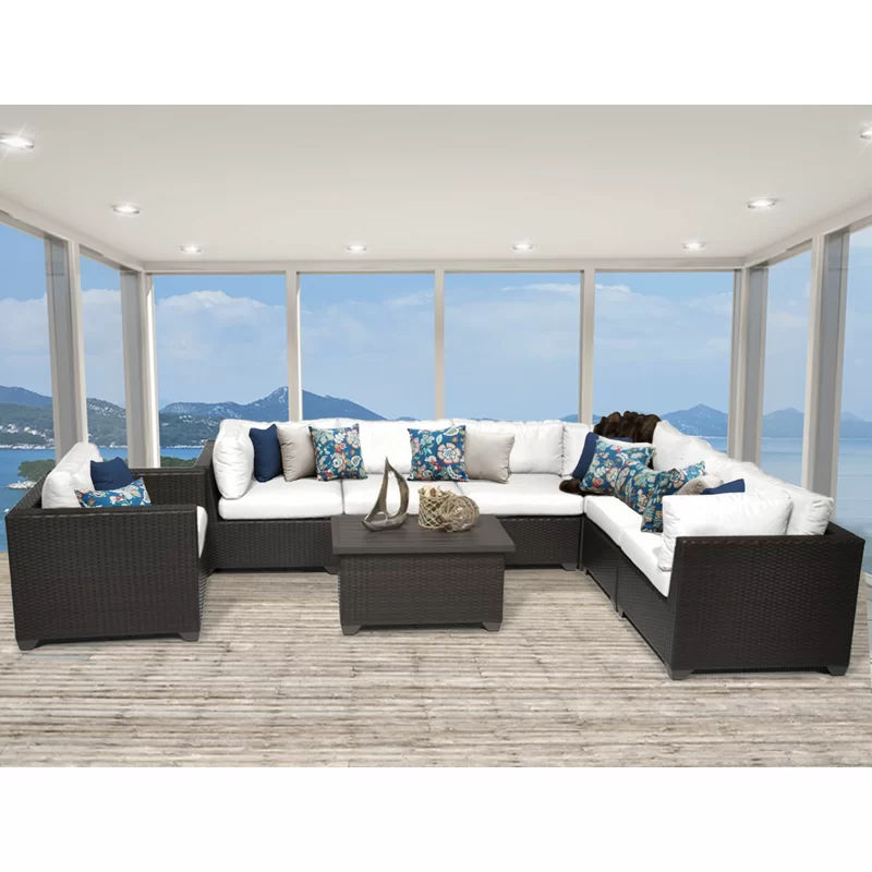 Fernando All Weather Wicker Rattan 6 Person Seating Group with Cushions thumbnail 2