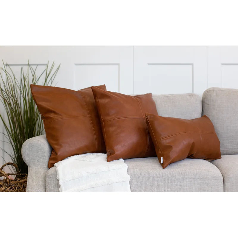 Faux Leather Pillow Cover no insert thumbnail 2
