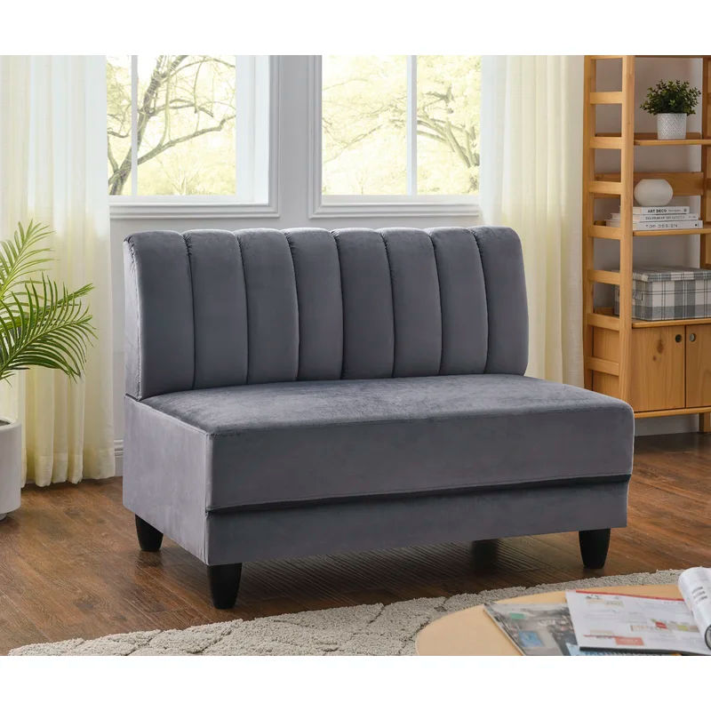 Khalid Velvet Armless Loveseat thumbnail 2