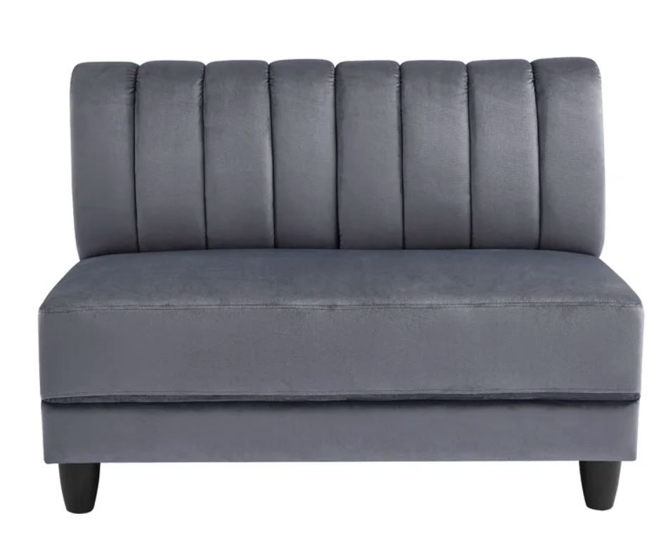 Khalid Velvet Armless Loveseat thumbnail 3