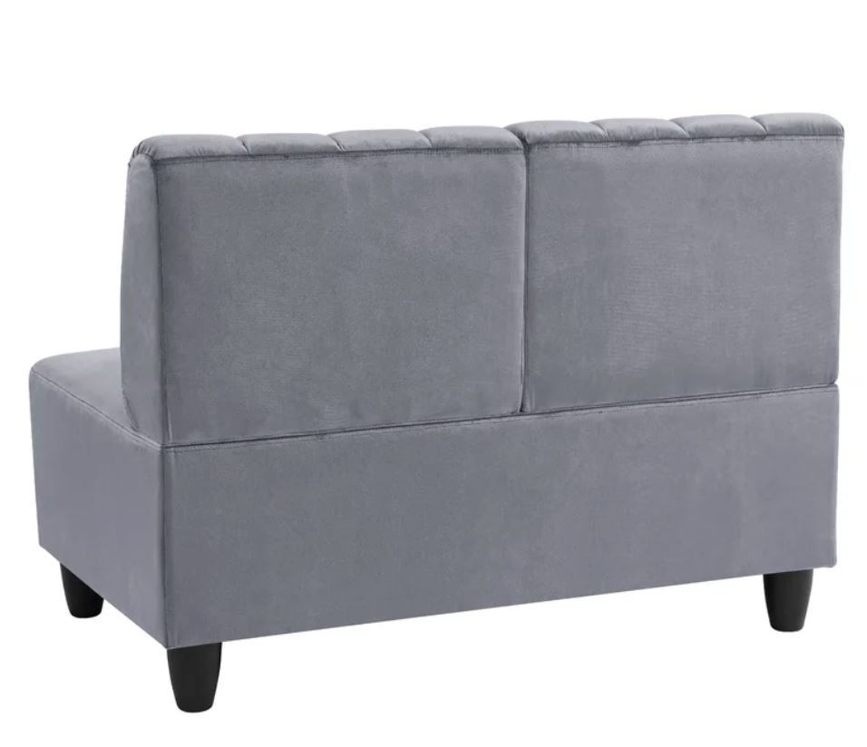 Khalid Velvet Armless Loveseat thumbnail 5