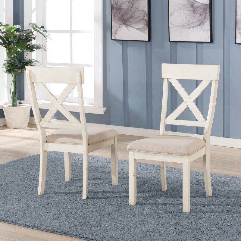 Cierra Cross Back Side Chair in Antique White Set of 2 thumbnail 4