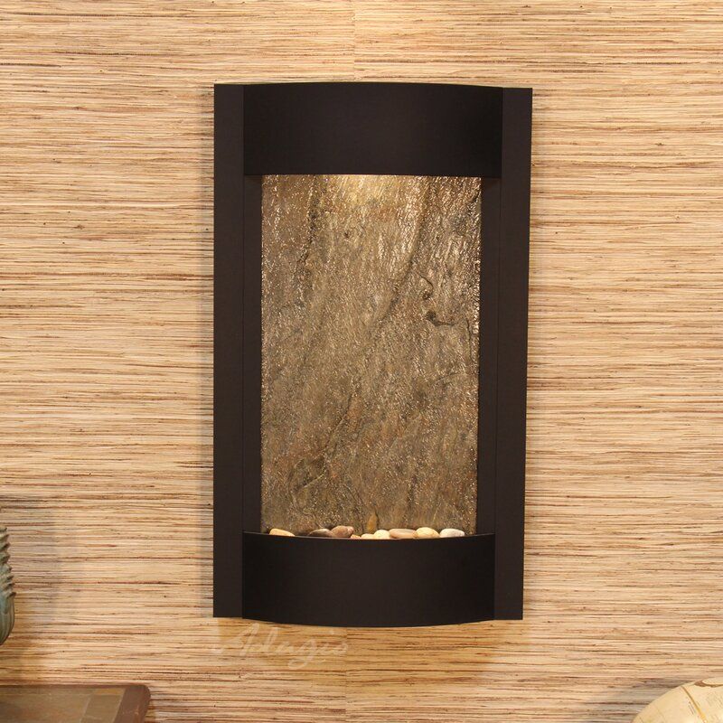 Serene Waters Natural Stone Metal Wall Fountain with Light thumbnail 5