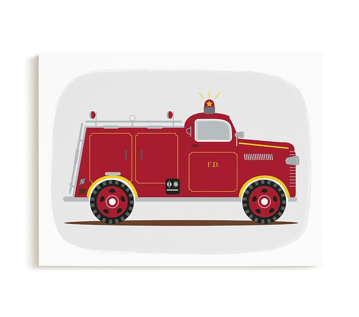 Minted Fire Engine Canvas Art With Frame thumbnail 2