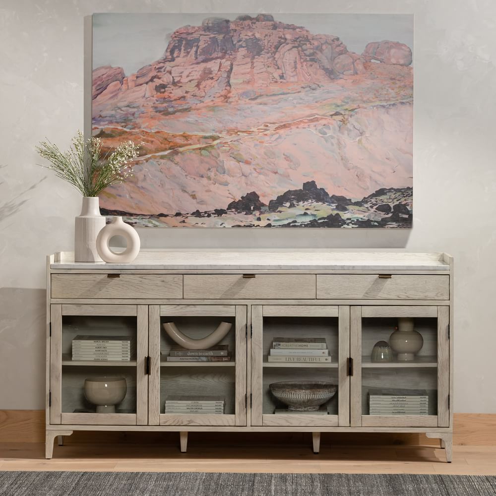 Washed White Oak And Glass Buffet thumbnail 3