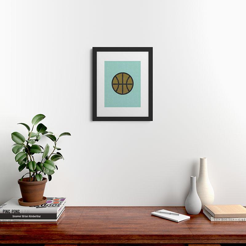 OP ART BASKETBALL ART PRINT WITH FRAME thumbnail 2