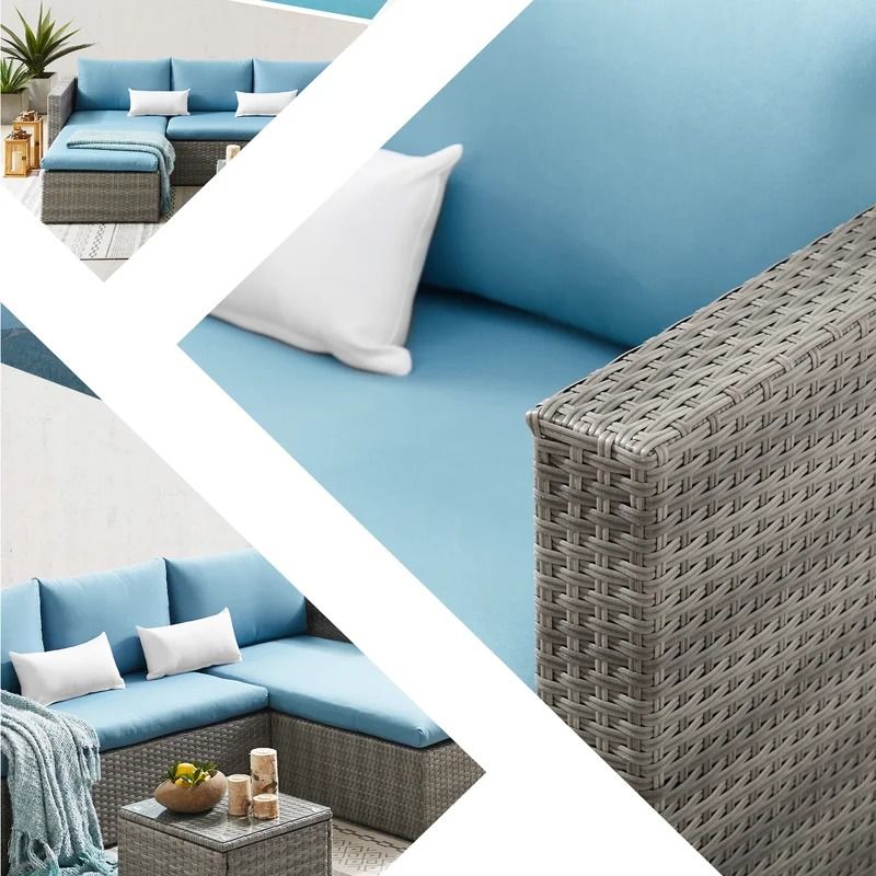 Cleo Wicker Rattan 6 Person Seating Group with Cushions Set of 2 thumbnail 3