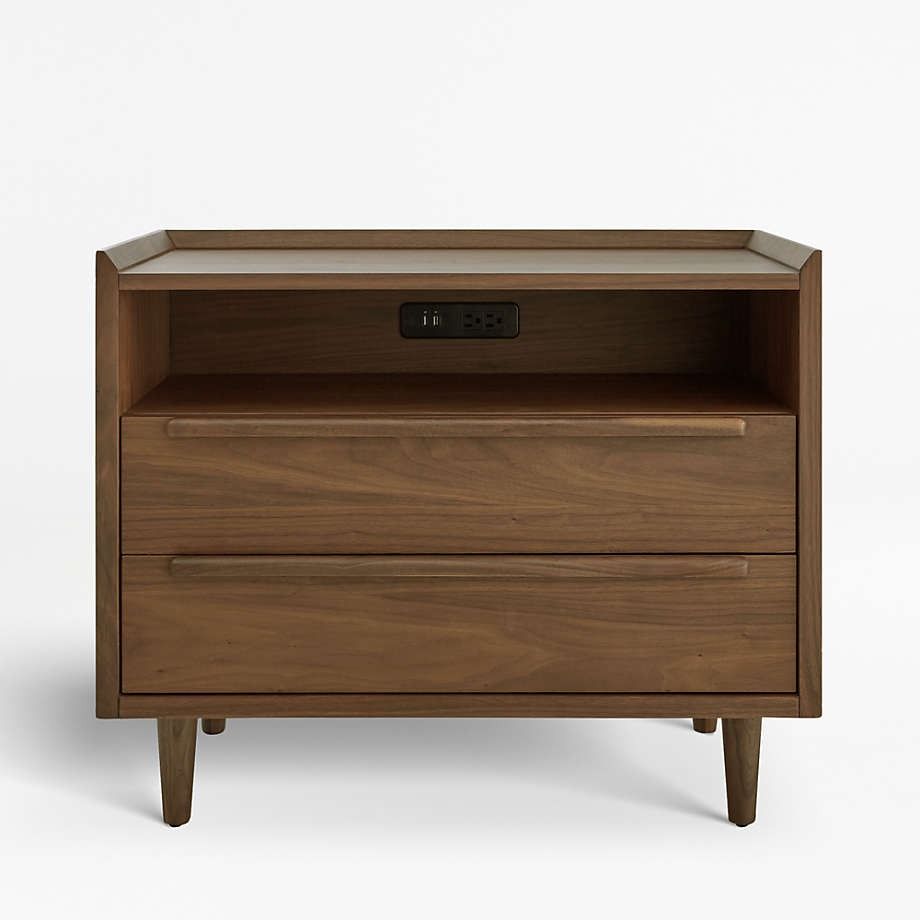 Tate Drawer Midcentury Nightstand with Outlet thumbnail 2