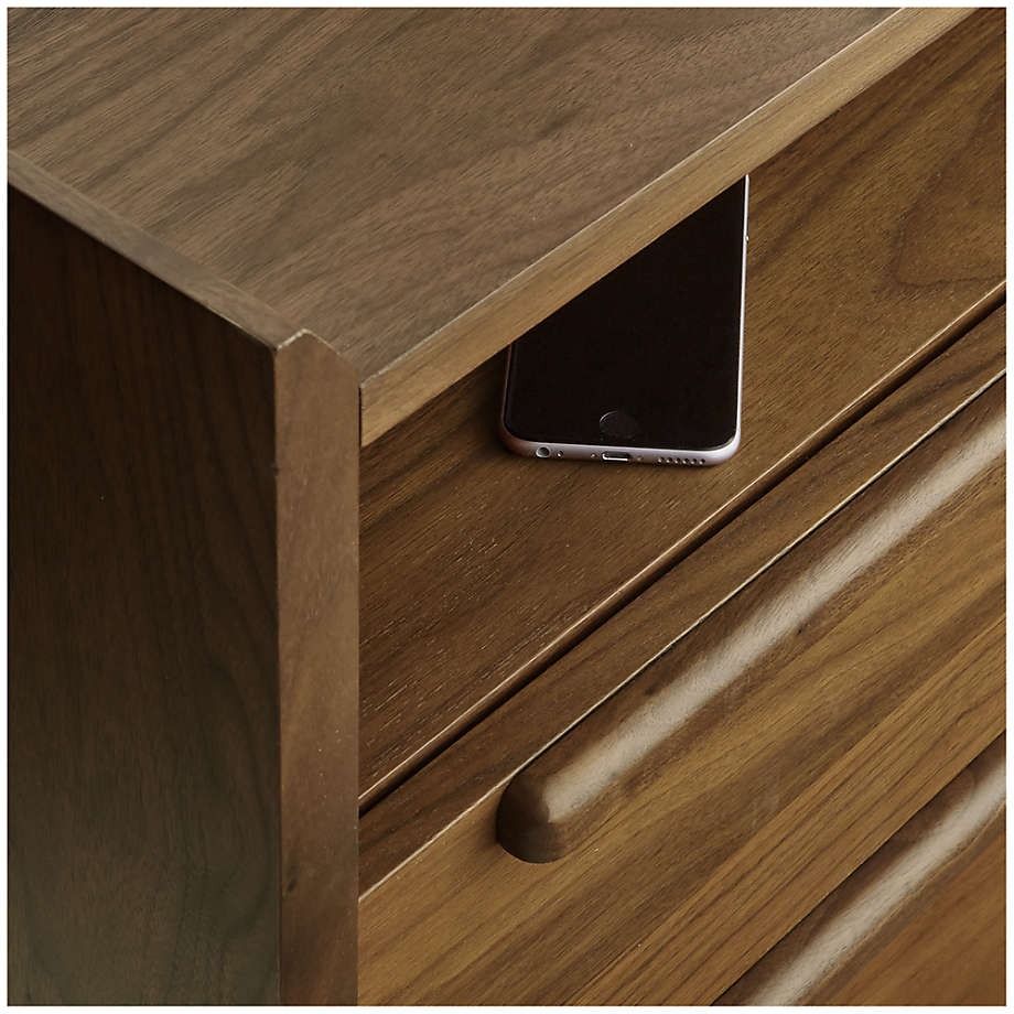 Tate Drawer Midcentury Nightstand with Outlet thumbnail 4