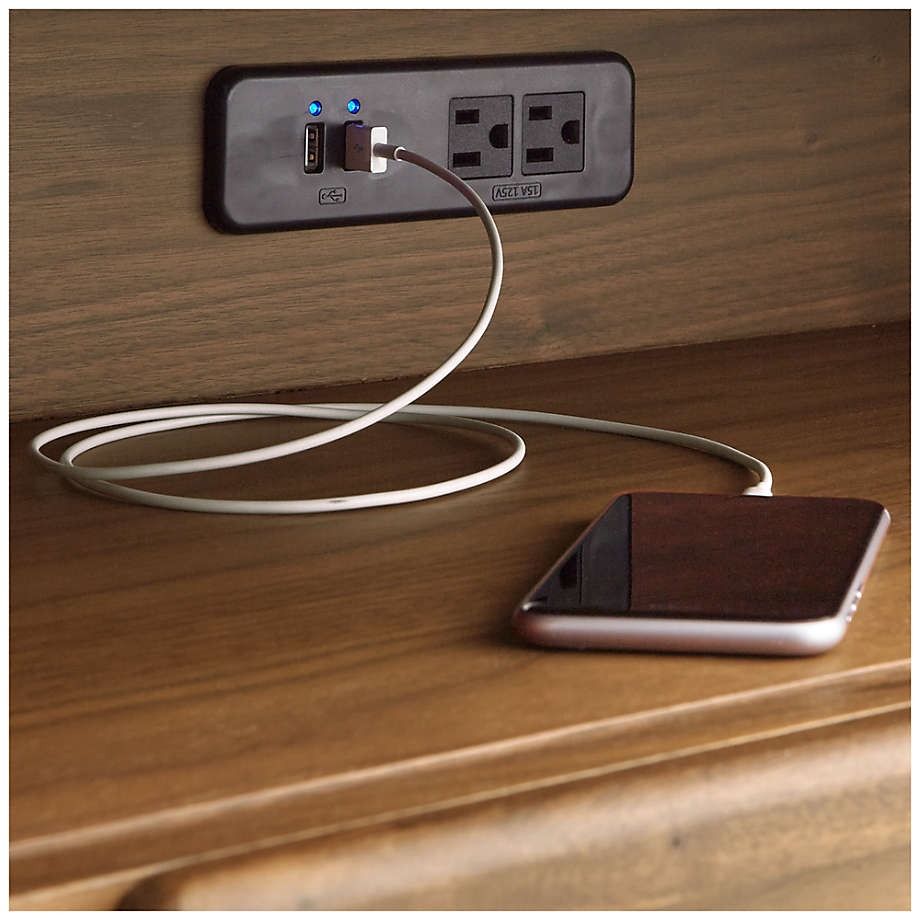 Tate Drawer Midcentury Nightstand with Outlet thumbnail 5