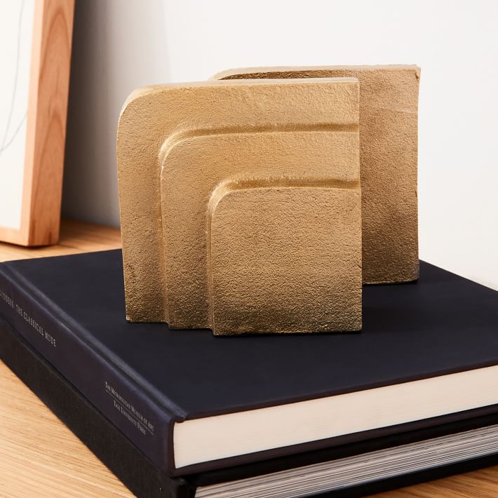 Polished Brass Stepped Bookends Set of 2 thumbnail 5