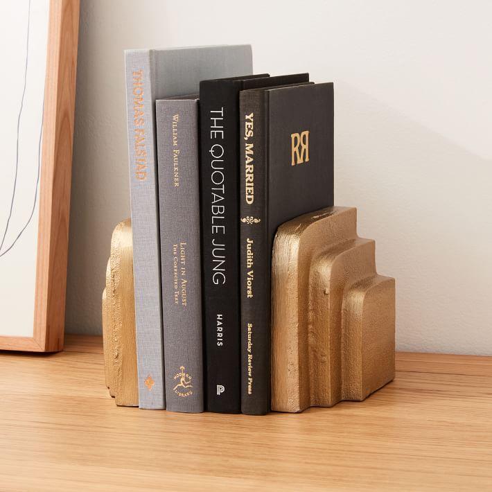 Polished Brass Stepped Bookends Set of 2 thumbnail 6