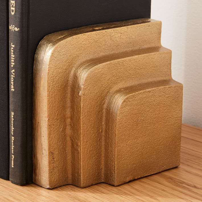 Polished Brass Stepped Bookends Set of 2 thumbnail 7