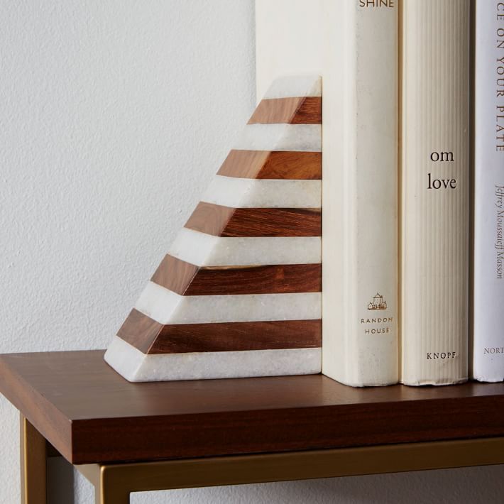 Striped Marble Wood Bookend thumbnail 2