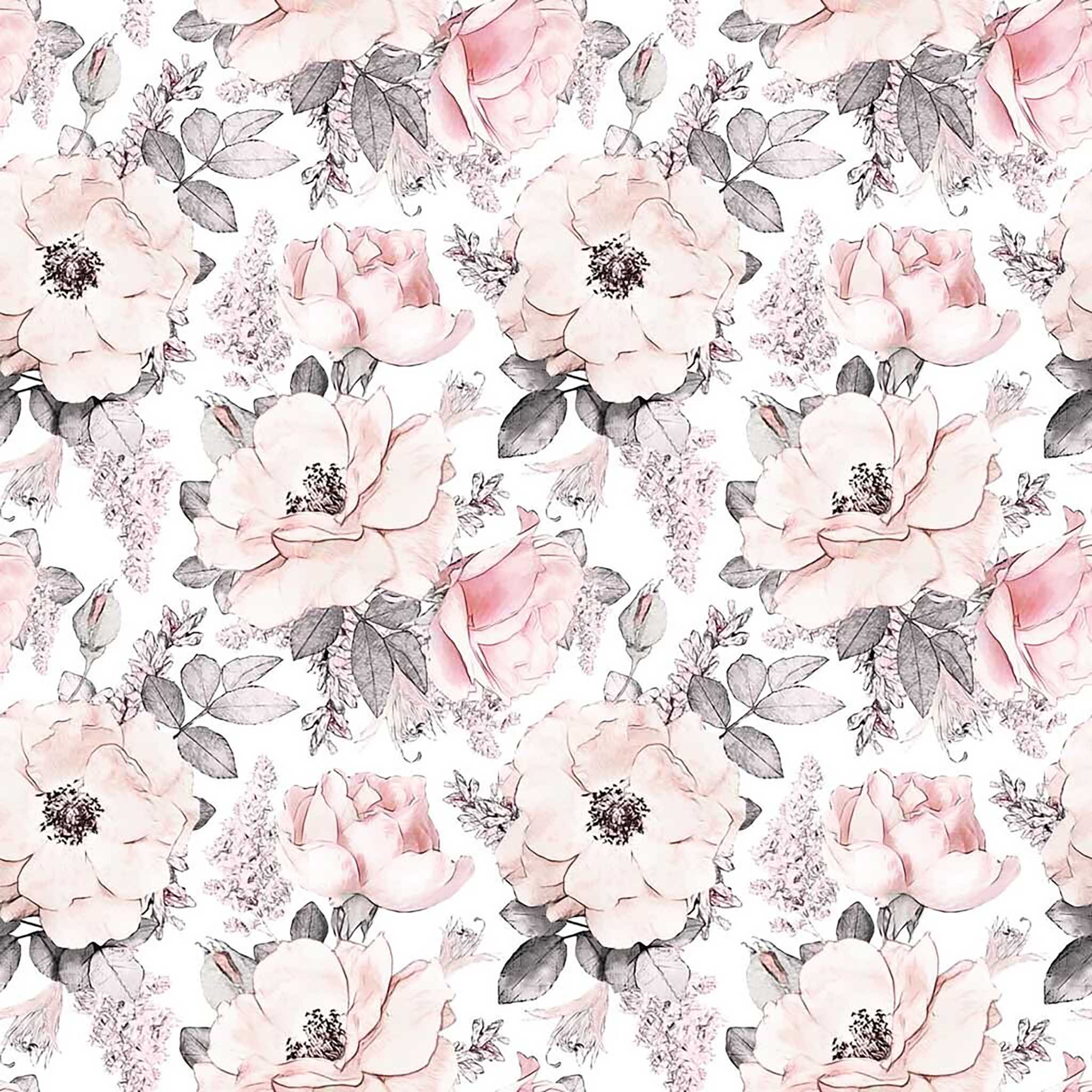 Soft Pink Rose Flower Pattern Removable Textile Wallpaper thumbnail 6