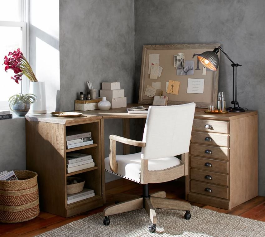 Printers Corner Desk with Drawers thumbnail 2