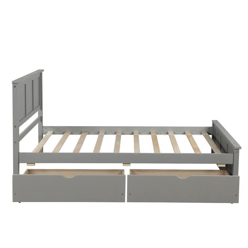 Berenger Twin Solid Wood Low Profile Storage Platform Bed Twin thumbnail 4