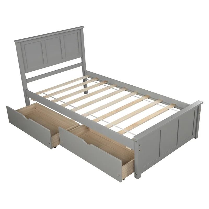 Berenger Twin Solid Wood Low Profile Storage Platform Bed Twin thumbnail 5
