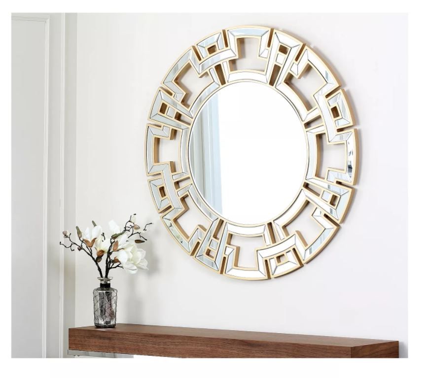 Kaydence Round Decorative Wall Mirror Gold thumbnail 2