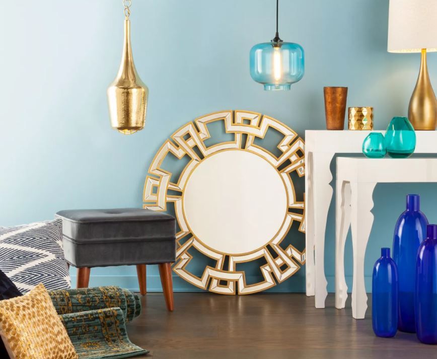 Kaydence Round Decorative Wall Mirror Gold thumbnail 3