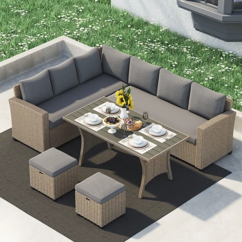 Wicker/Rattan 6 - Person Seating Group with Cushions thumbnail 2