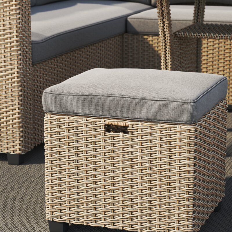 Resin Wicker Ottoman thumbnail 2