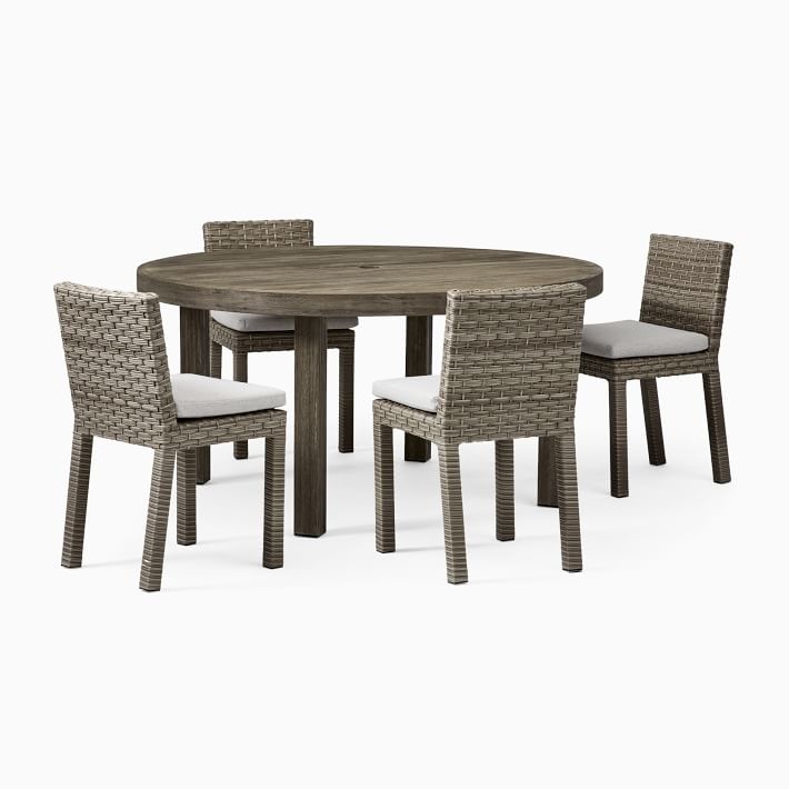 Urban Outdoor Dining Chair Set of 2 All Weather Wicker Heather Gray thumbnail 4