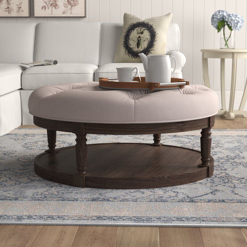 Kaufmann 40 Wide Tufted Round Cocktail Ottoman with Storage  thumbnail 2