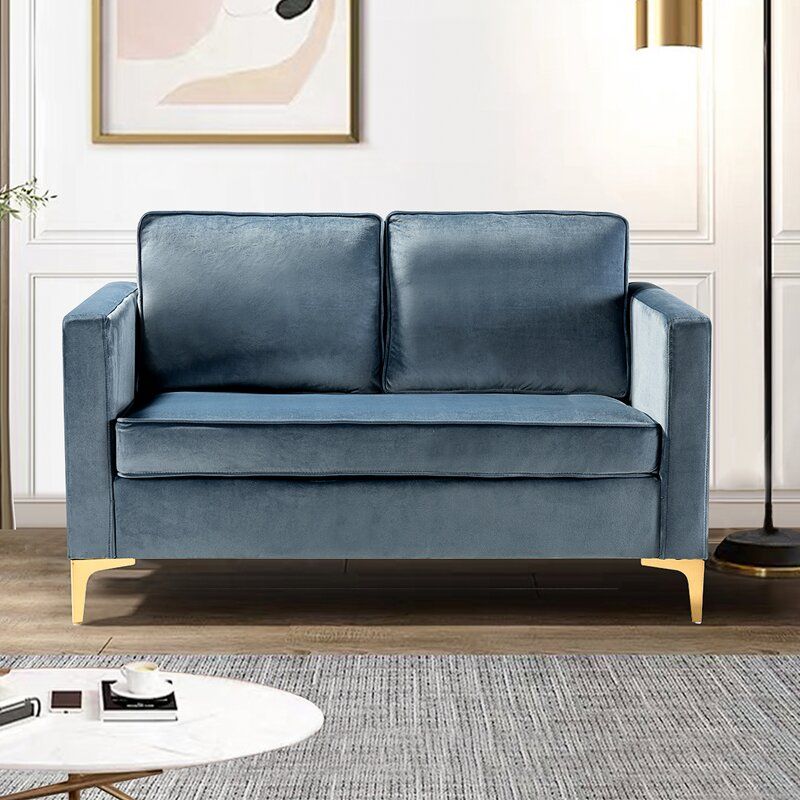 Adalynn 51 Velvet Square Arm Loveseat with Reversible Cushions thumbnail 2