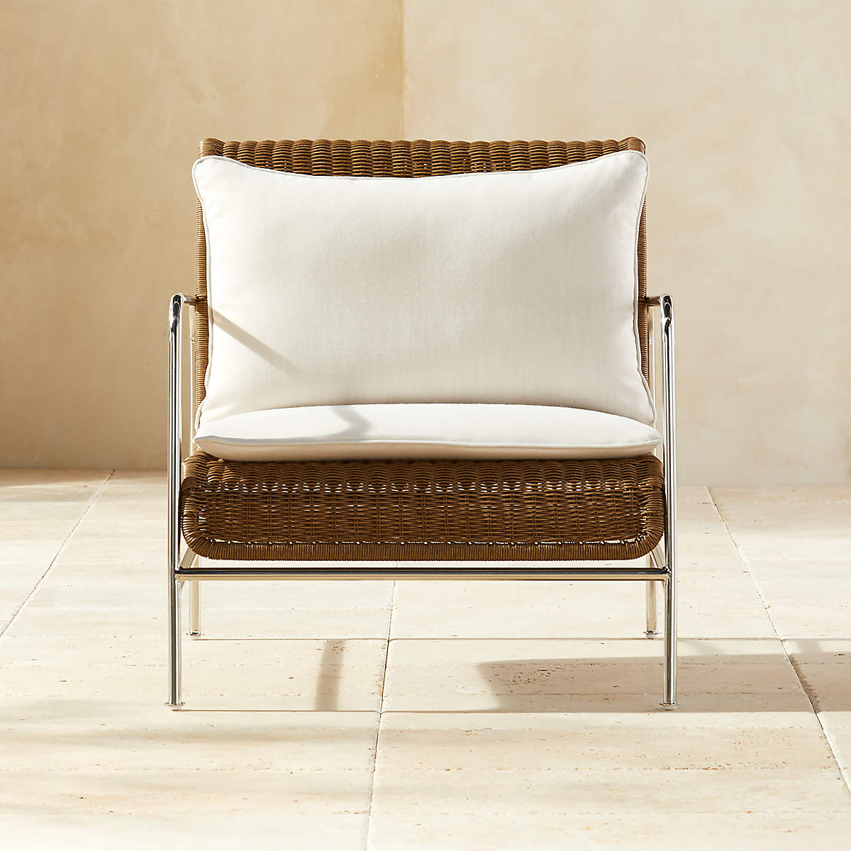 CORRINA FAUX RATTAN LOUNGE CHAIR WITH IVORY SUNBRELLA CUSHIONS thumbnail 4