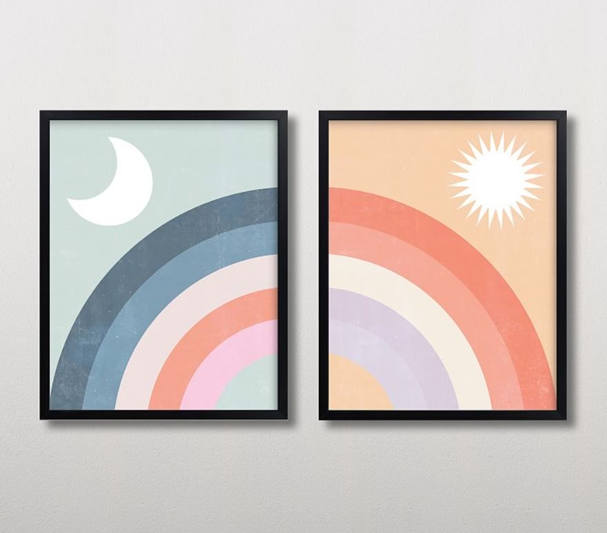 Minted Double Rainbow With Moon With Frame thumbnail 2