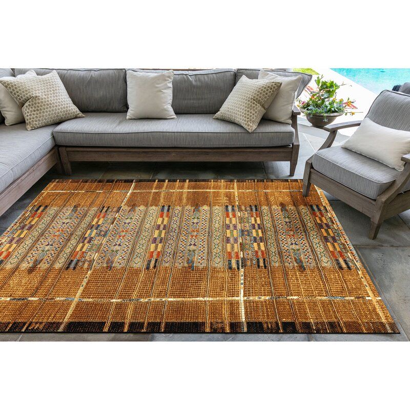 Augustus Southwestern Gold Indoor Outdoor Area Rug thumbnail 2