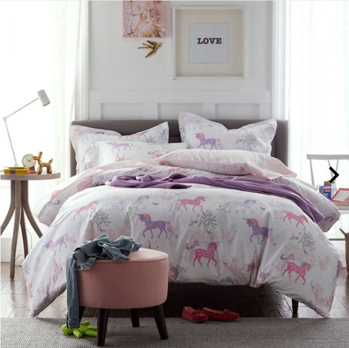 Company Kids Prancing Unicorn Organic Cotton Percale Duvet Cover - Full thumbnail 3