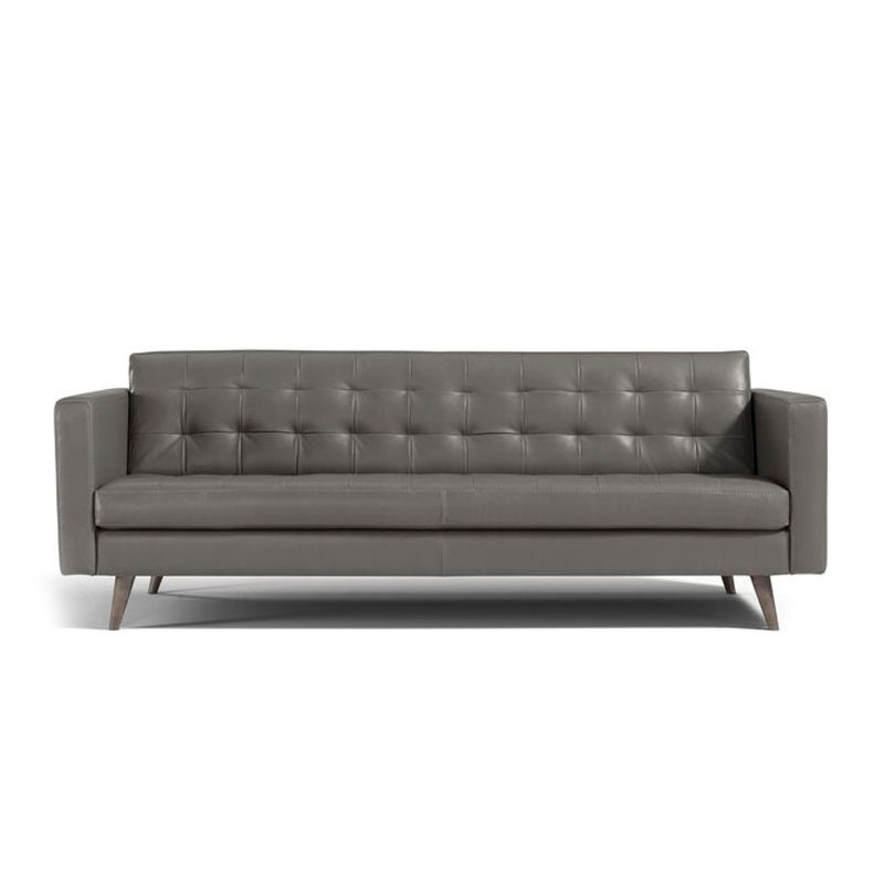 Burdett 67 Genuine Leather Tuxedo Arm Loveseat thumbnail 2