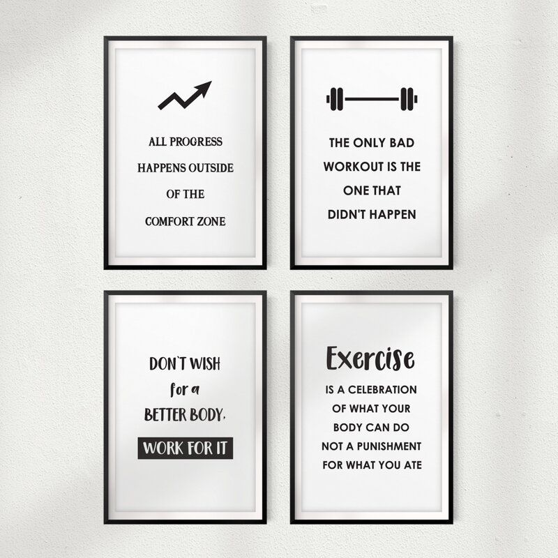 Fitness Inspiration 4 Piece Picture Textual Art With Frame thumbnail 2