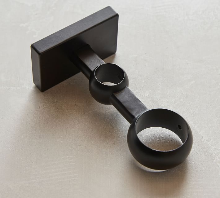 Antique Bronze Double Curtain Rod and Wall Bracket thumbnail 3