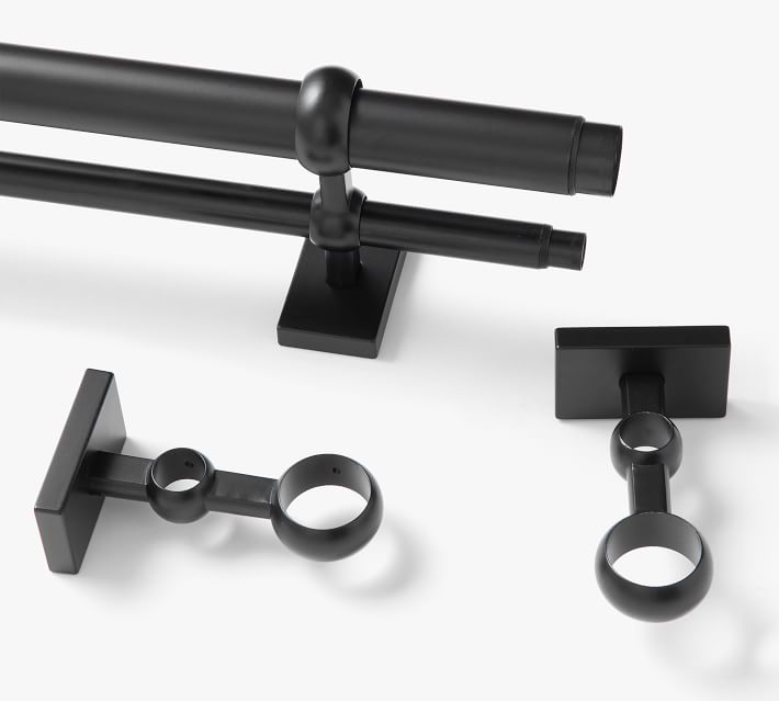Antique Bronze Double Curtain Rod and Wall Bracket thumbnail 4