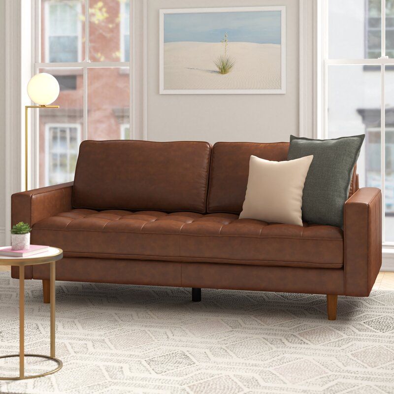 Clark 80 Genuine Leather Square Arm Sofa thumbnail 2